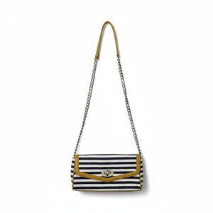 Aldo Womens Handbag Size M Navy White Yellow Striped Crossbody Clutch Purse 12x6